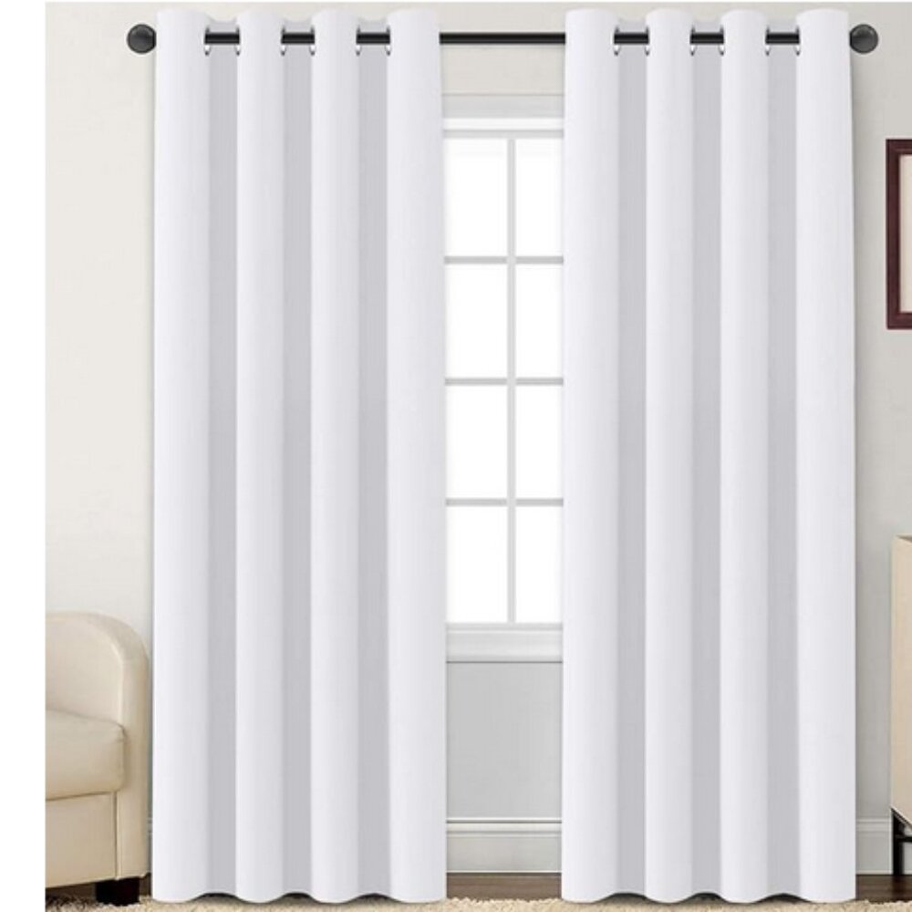 Flamingo P Pure White Curtains 84" x 52" Four Panels